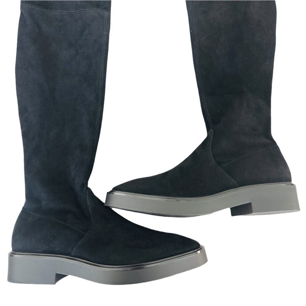Stuart Weitzman‎ Mara Boots Women's Size 9.5 B Black Suede Stretch Satin Lined - Picture 8 of 9